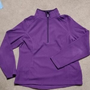 Lands' End Deep Purple Fleece Half  Zip Pullover Medium.